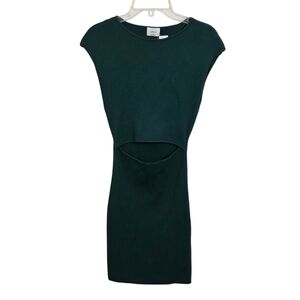 NWT Aritzia Wilfred Dress Cut Out Knit Mini Aventurine Green Medium Bodycon